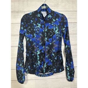 Fabletics Ninety‎ Six Windbreaker Blue Lava Full Zip Jacket Size XXS Pockets